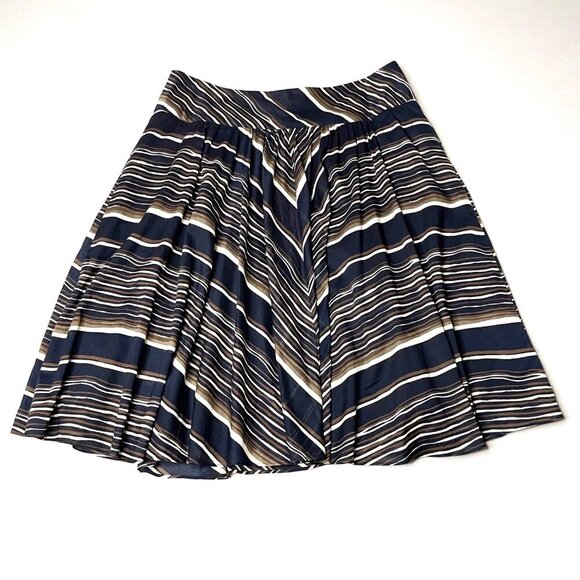 Talbots Flare Short Skirt Women’s Size 14 Brown Black Stripes Lined Lightweight - Picture 8 of 8